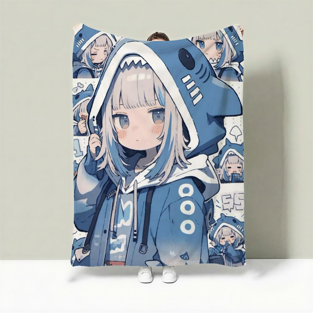 

Character G-Gawr Gura Throw Lightweight 240g Flannel Blanket Soft Skin-friendly for Summer Cooling 75cmx90cm