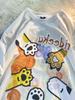 Übergröße Damen Harajuku Graffiti T-Shirt - Lockere Passform, Figurschmeichelnde Kurzarm für den Sommer