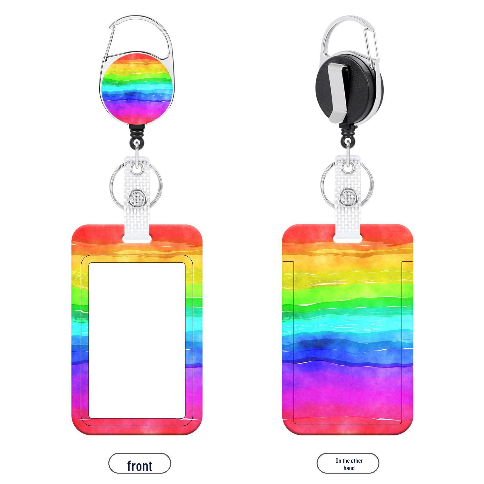 Retractable UV-Resistant ID Badge Holder with Lanyard and Buckle for Cards