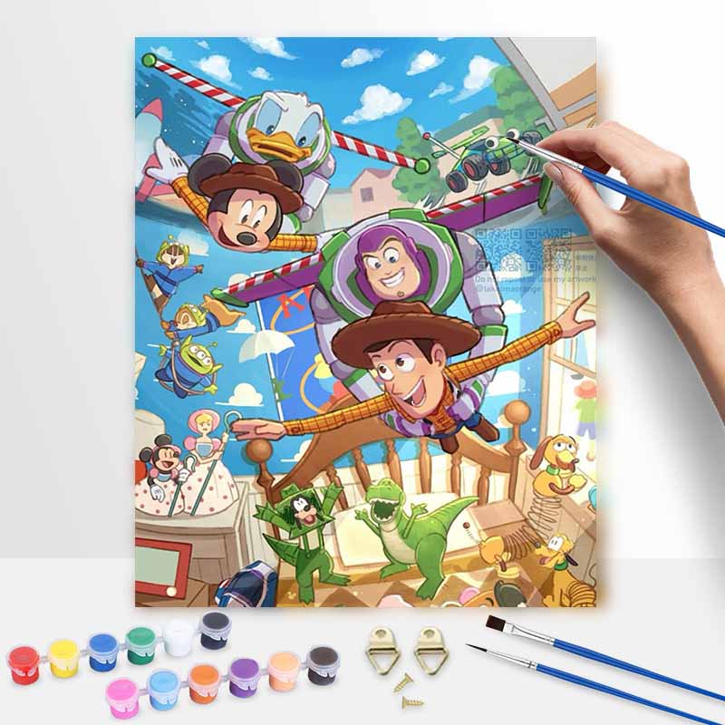 Disney Oil Painting DIY Digital Painting Cartoon Characters Toy Adventure Wall Art for the Living Room or Entryway. 20x30cm