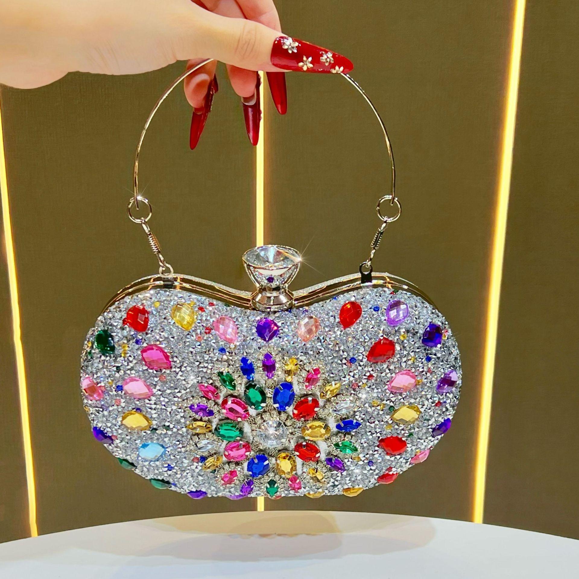 

New Arrival Luxury Glitter Evening Bags Rhinestones Acrylic Clutch Bag Party Wedding Prom Event Handbags Flower Design Purse Sac