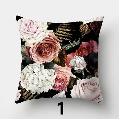 Peony Flowers and Roses Pillowcase Square Sofa Pillow Cover Vintage FlowersCushion Cover