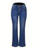 Women's Button-Up Elastic Slim Fit Flared Denim Pants