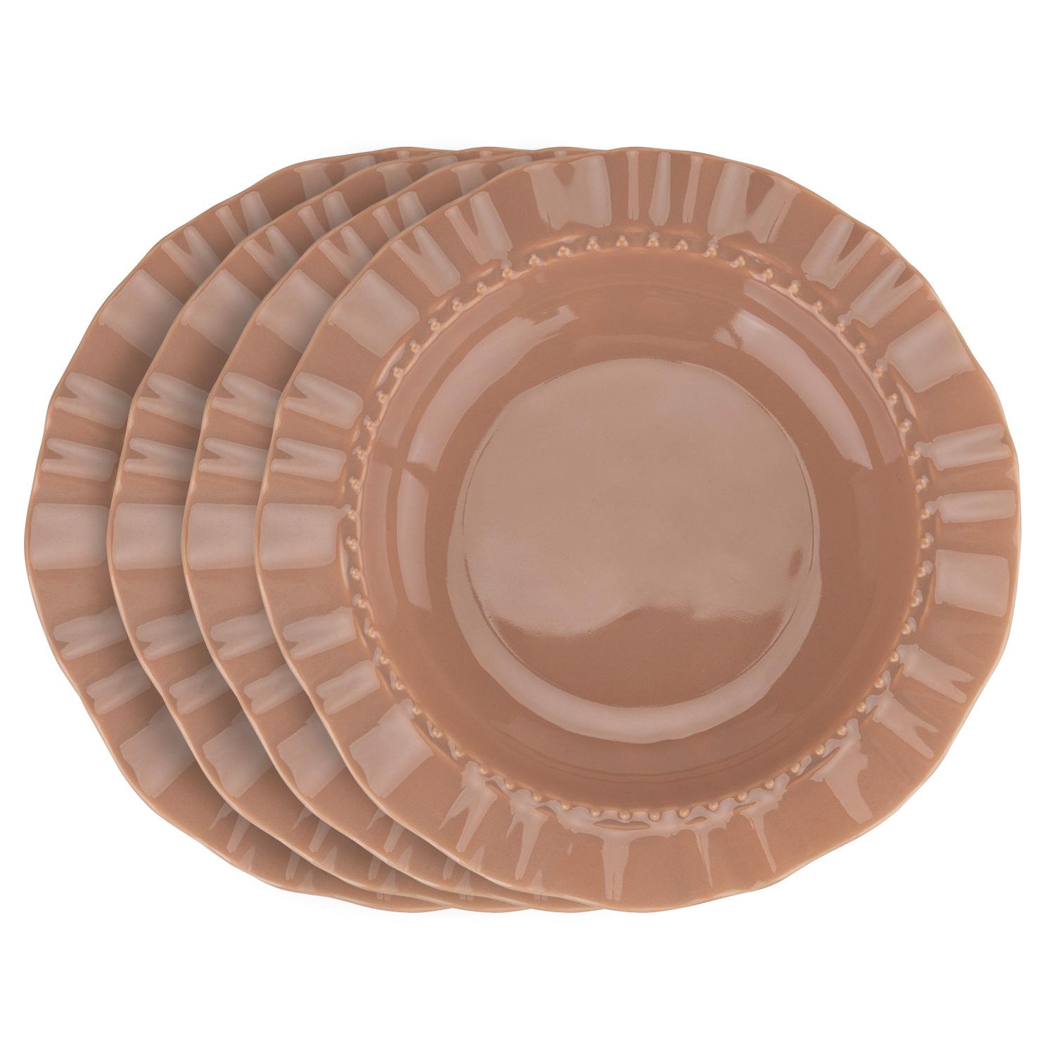 

Набор из 4 разноцветных керамических тарелок, Креативный дизайн с волнистым краем, Подходит для микроволновой печи и посудомоечной машины, Красивый кухонный декор 8 inches коричневый