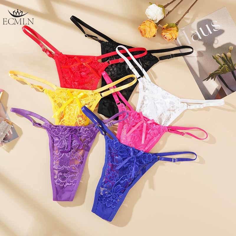 Sexy Spitze Verstellbare Strings für Damen Hüfttief Ausgeschnittene Slips Weibliche Atmungsaktive Unterhosen Perspektive Sexy Dessous