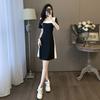 French Dress Waist Thin Splicing Summer Skirt New Design Sense Niche Black and White Temperament Color Matching Bottom Skirt