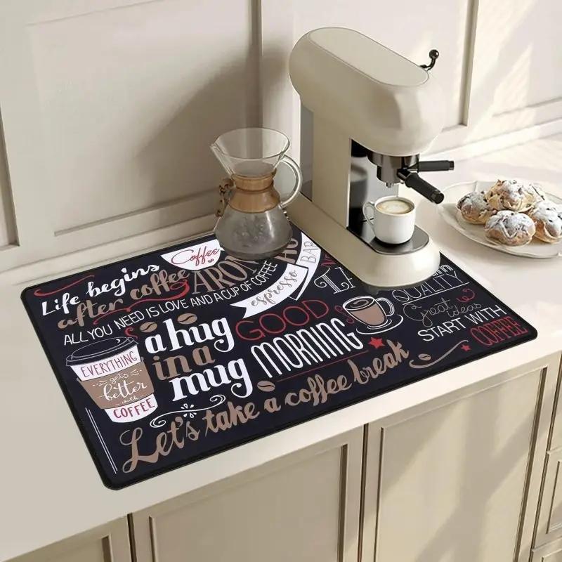 Coffee Cup Drying Mat Non-slip Absorbent Diatoms Tableware Kitchen Counter Drain Coffee Bar Drain Mats Desktop Home Decoration