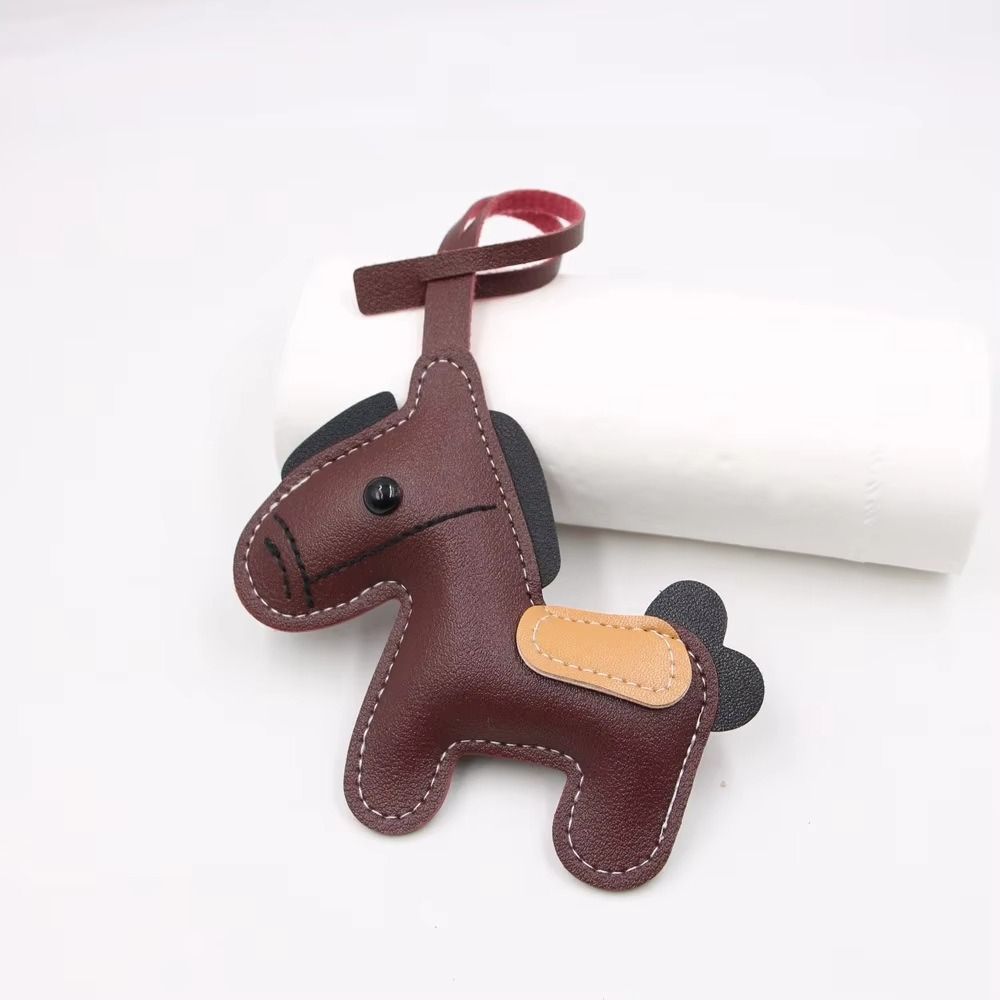 Lightweight Design Horse Keychain Pendant PU Leather Horse Hanging Rope  Bag Decoration