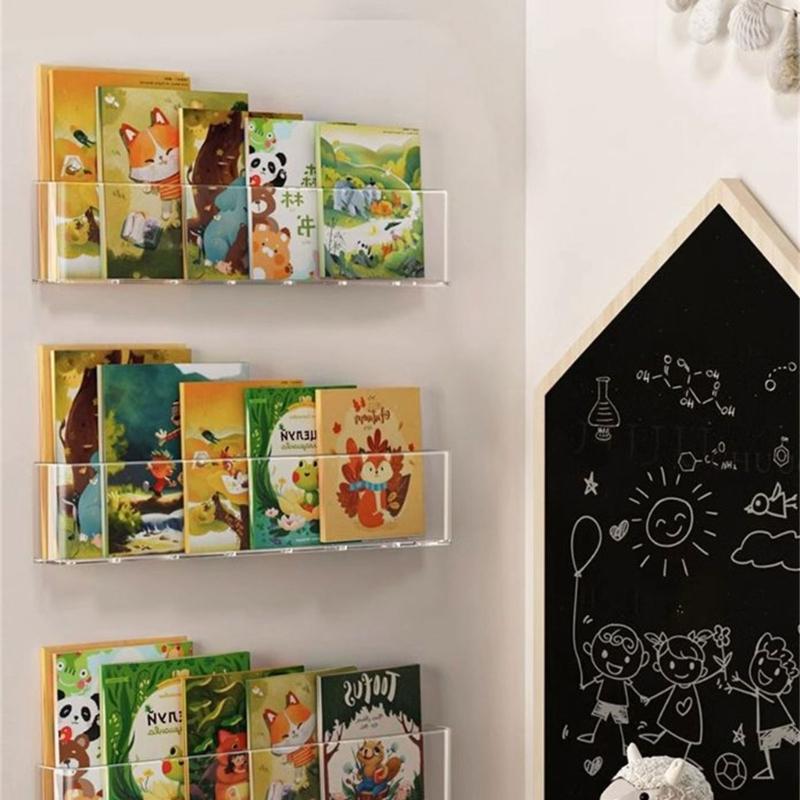 Pet Material Acrylic Book Display Stand Versatile Acrylic Wall Mount Magazine Holder Easy to Clean Book Support Holder