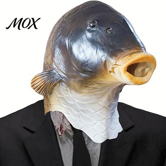 Einzigartiges Streichgeschenk für Erwachsene, Lustige Fischkopfmaske, Realistisches Latex-Karpfen-Cosplay-Requisit, Tierische elastische Vollgesichtsmaske für Party-Streich, Halloween oder