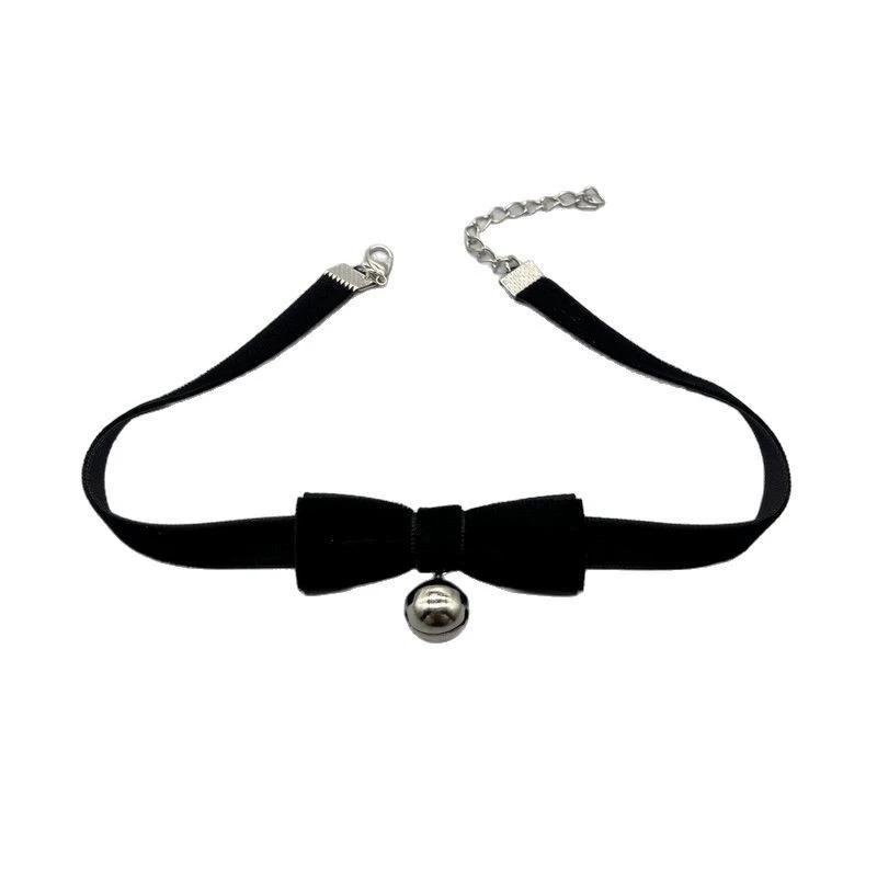 2025 Women's Sexy Velvet Bow Choker Bell Pendent Necklace Clavicle Chain Lady Elegent Cute Jewelry Accessory Girl Gifts