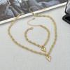 Ingemark 2Pcs/Set Delicate Tiny Heart Pendant Choker Necklace Beads Chain Bracelets for Women Wedding Bridal Party Jewelry Set