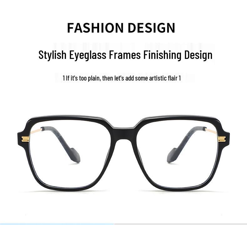 Retro TR Large Frame Flat Lenses Men's Anti-Blue Light Glasses