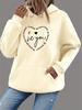 Women's Autumn Winter Loose Casual Letter Heart-shaped Printed Hoodie with Pocket Long Sleeve Women Graphic Aesthetic Sweatshirt