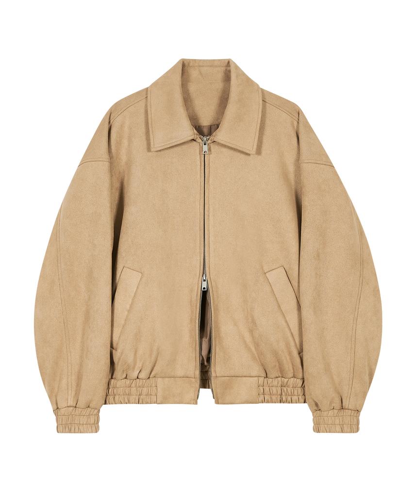 Vivabrown 85-Viva142 Softy Collar Blouson Suede Jacket Camel