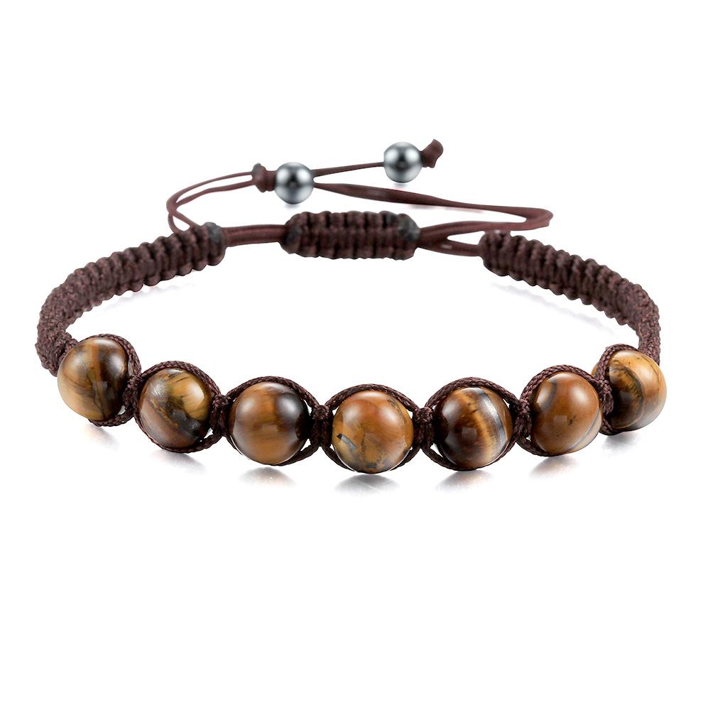 Men's Polka Dot & Tiger Eye Beaded Adjustable Bracelet