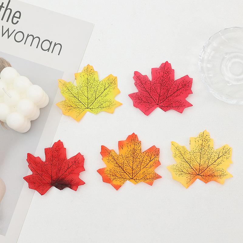 50Pcs  Artificial Maple Leaves for Home Decoration, Simulation Fake Fall Leaves, Autumn Leaves, Wedding Party, Fabric