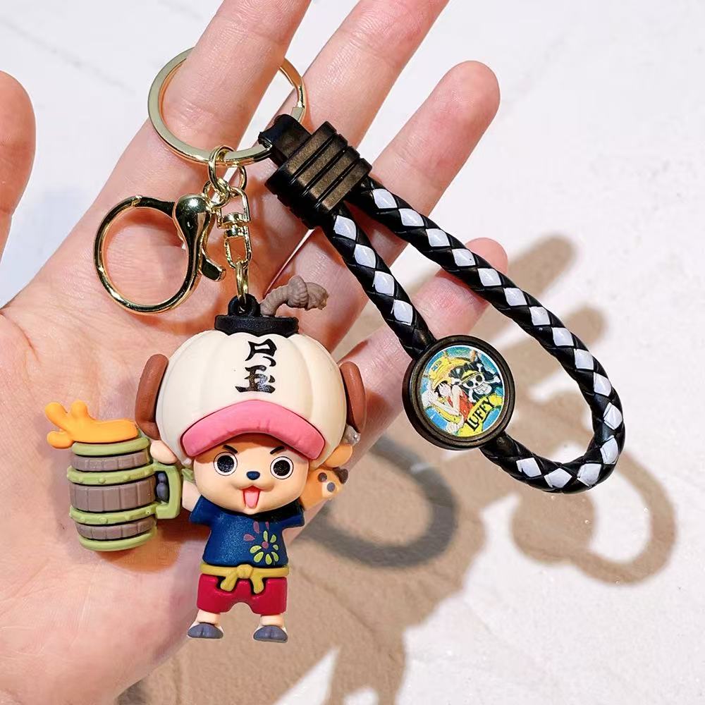 

Anime Keychain Cute Couple Key Rings For Men Women Car Backpack Car Luffy Sabo Resin Action Key Chain Birthday Gift Items