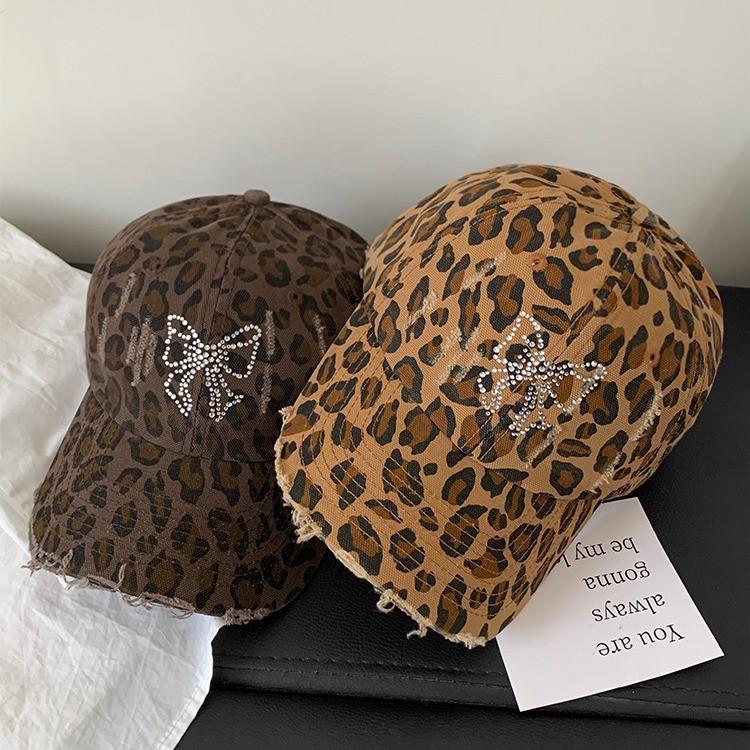 American Retro Leopard Print Embroidered Baseball Cap With Curved Brim For Women Sunshade