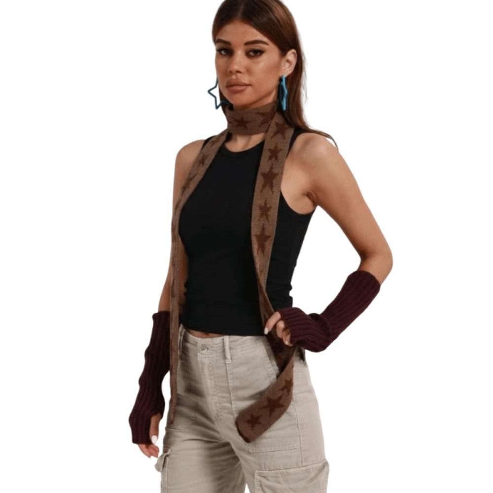 

Soft Five-pointed Star Scarf Windproof Wrap Neck Warmer All-match Women Neckerchief Streetwear коричневый/кофейный