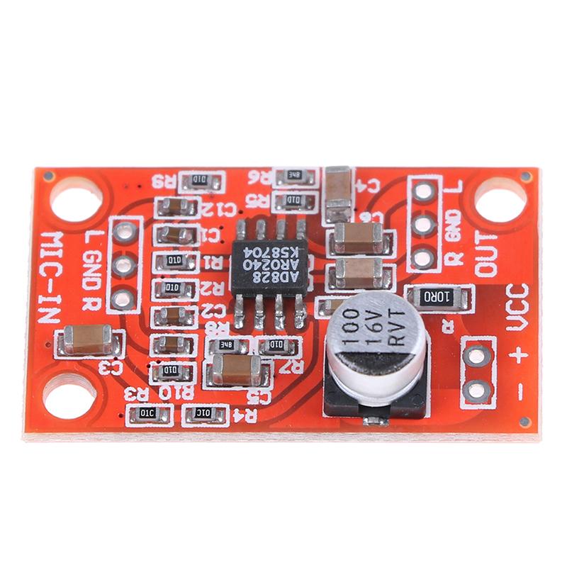Ad828 Stereo Dynamic Microphone Preamplifier Board Mic Preamp Dc 3.7V-15V 12V