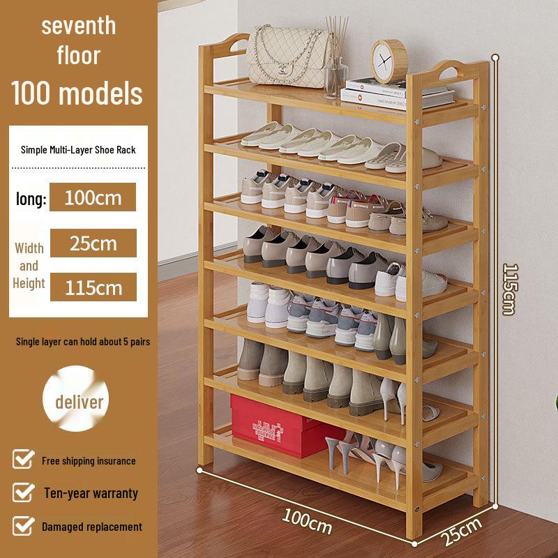 Camphor Bamboo Multi-layer Shoe Rack - Space-saving Floor Storage Cabinet for Dormitory Entrance