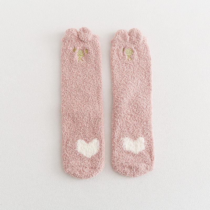 Winter half-length velour mid-calf women's socks coral velour socks casual colour-blocked thickened warm floor socks adult terry socks