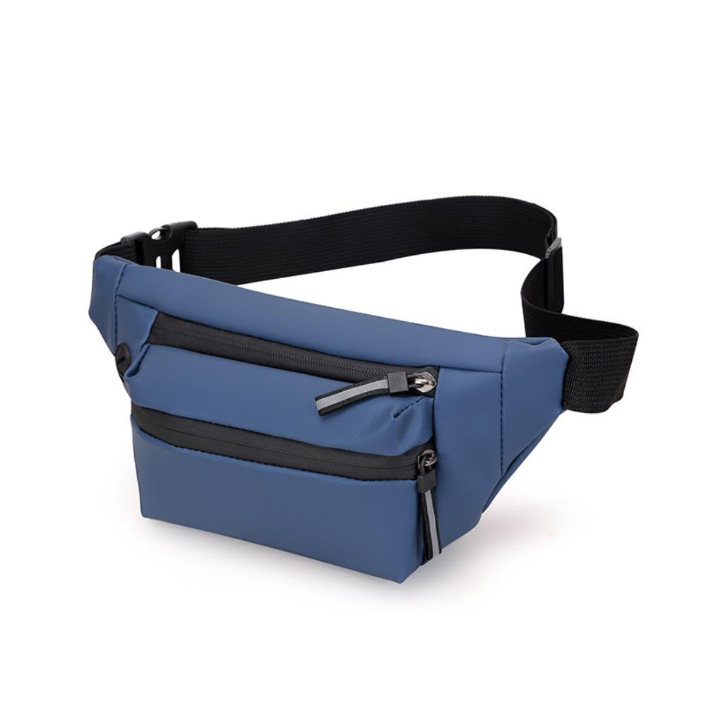 Fashionable PU Nylon Waist Bag Black Grey Blue Waterproof Outdoor Sports Bag Travel Bagpack Men Women
