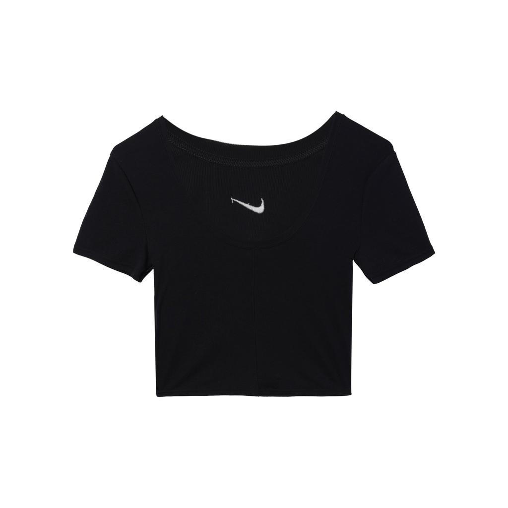 Nike Solid Color Round Neck Casual Short Sleeve T-Shirt Women Tops Black FN3665-010