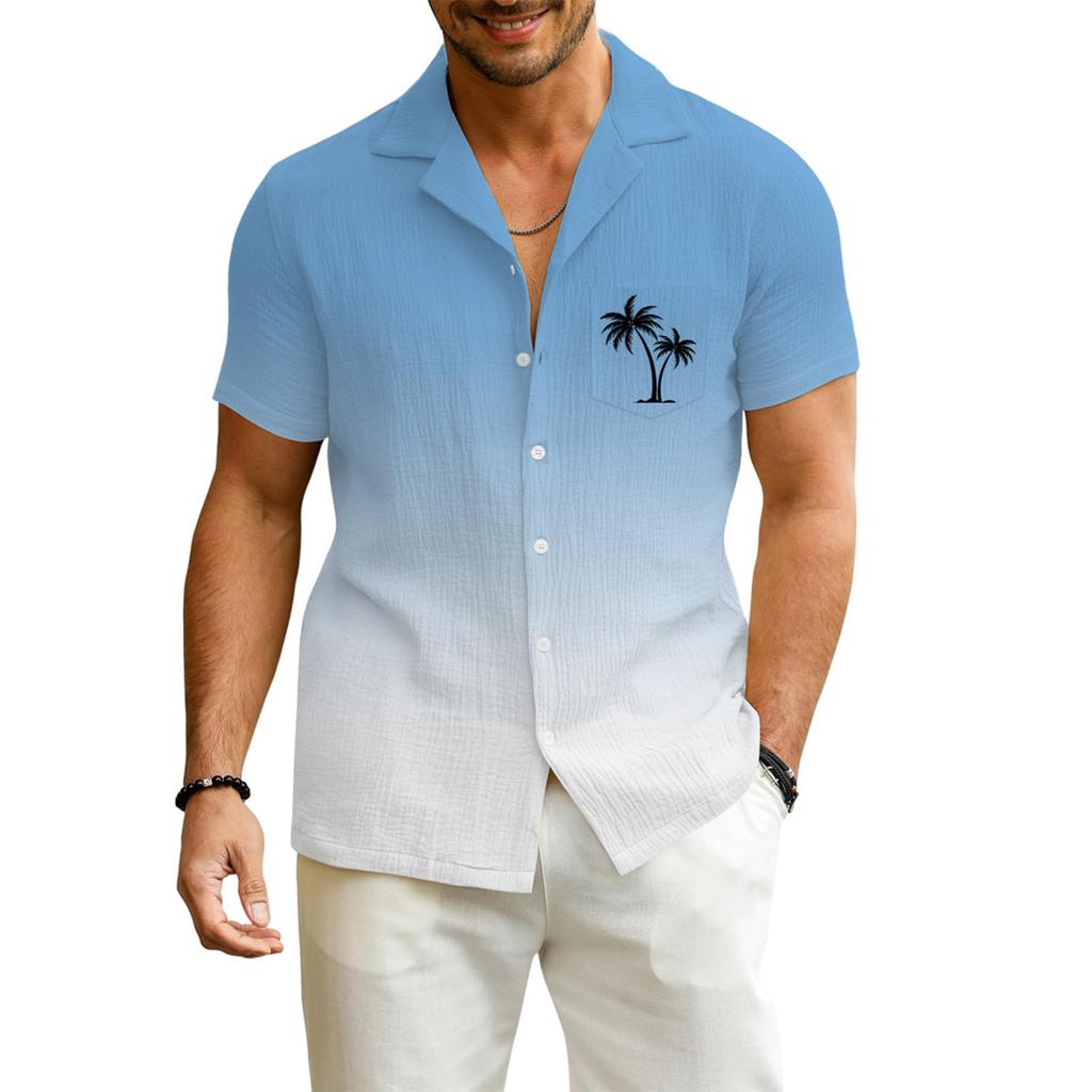 Herren Sommer Neue Lose Print Kurzarm Hemd Strickjacke Strand Hemd