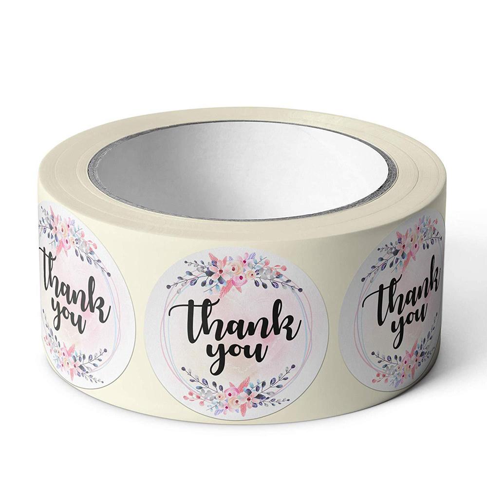 500pcs Thank You Stickers Green Flowers Thank You Labels for Birthday, Weddings, Giveaways, and Small Business Shipping Stickers