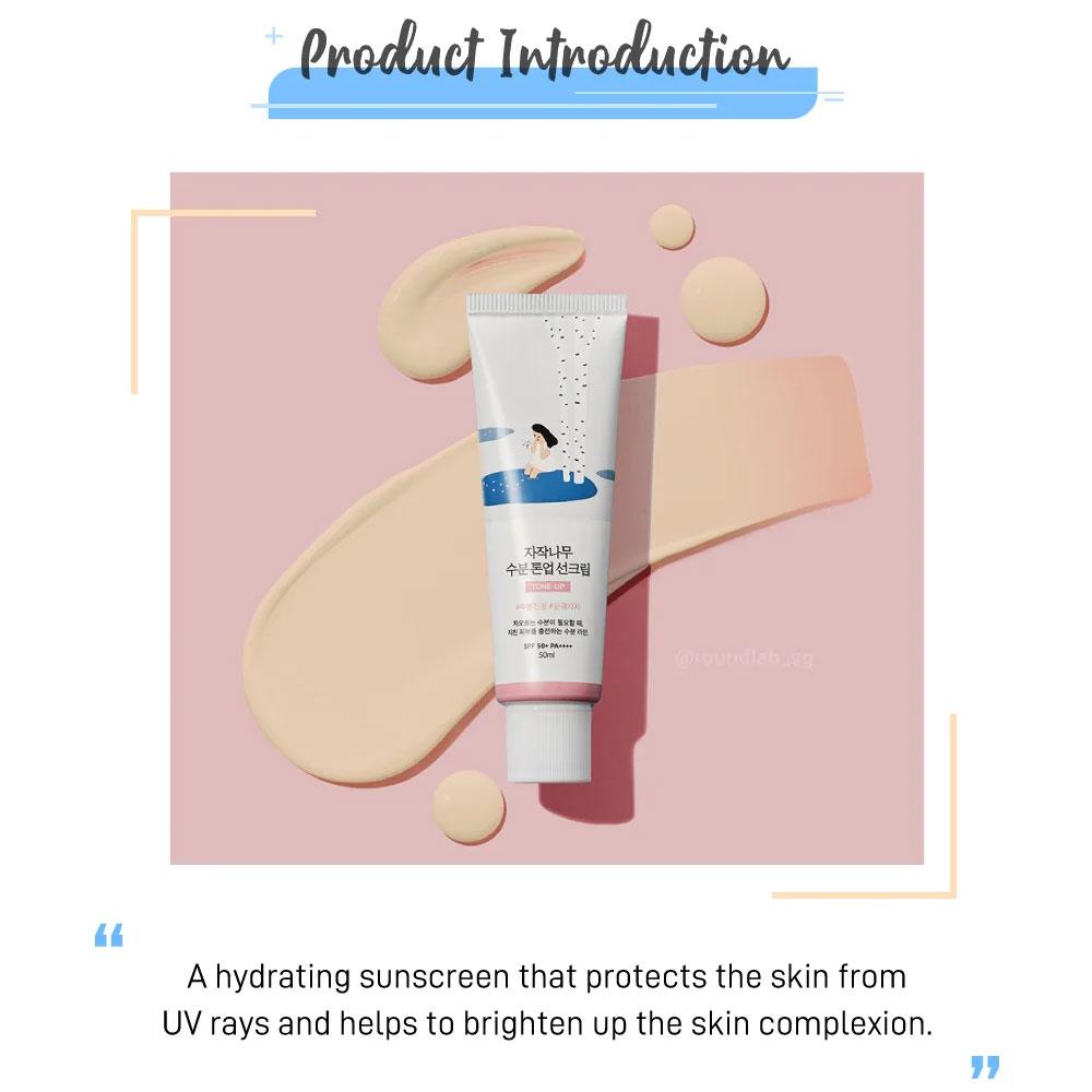 ROUND LAB Birke Feuchtigkeitsspendender Ton-Up Sonnenschutz 50ml (SPF50 +)