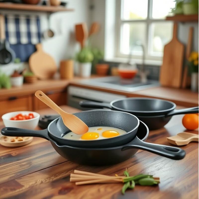 Wutuo Cast Iron Non-Stick Frying Pan Set - 4 Pieces