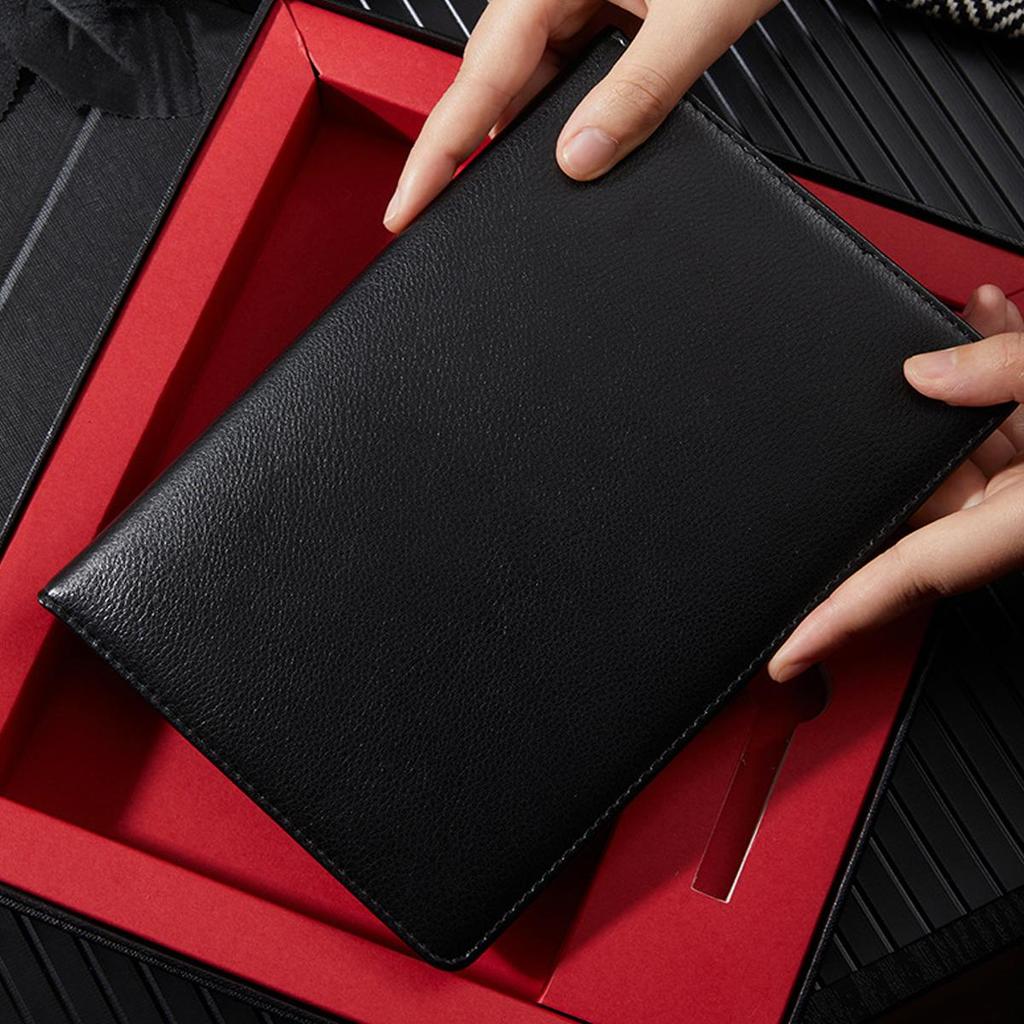 A5 genuine leather notebook, business meeting record book, student diary, notepad, handbook, 100 sheets 200 pages