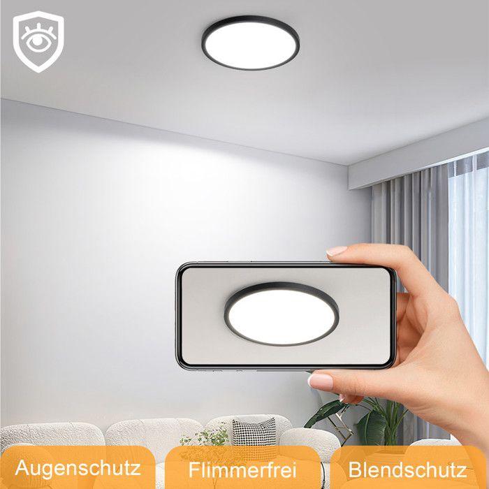 Plafonnier LED - NETTLIFE - 18 cm - 15W - 6500K - Noir