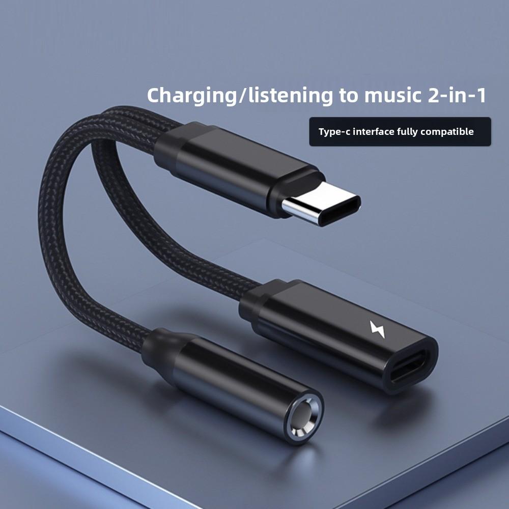 Universal 2 In 1 USB C Splitter Multi-Function Type-C To AUX Adapter Headphone Use