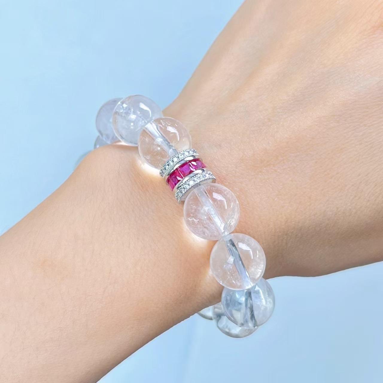 Vintage 12Mm Natural White Crystal Design Bracelet Bracelet