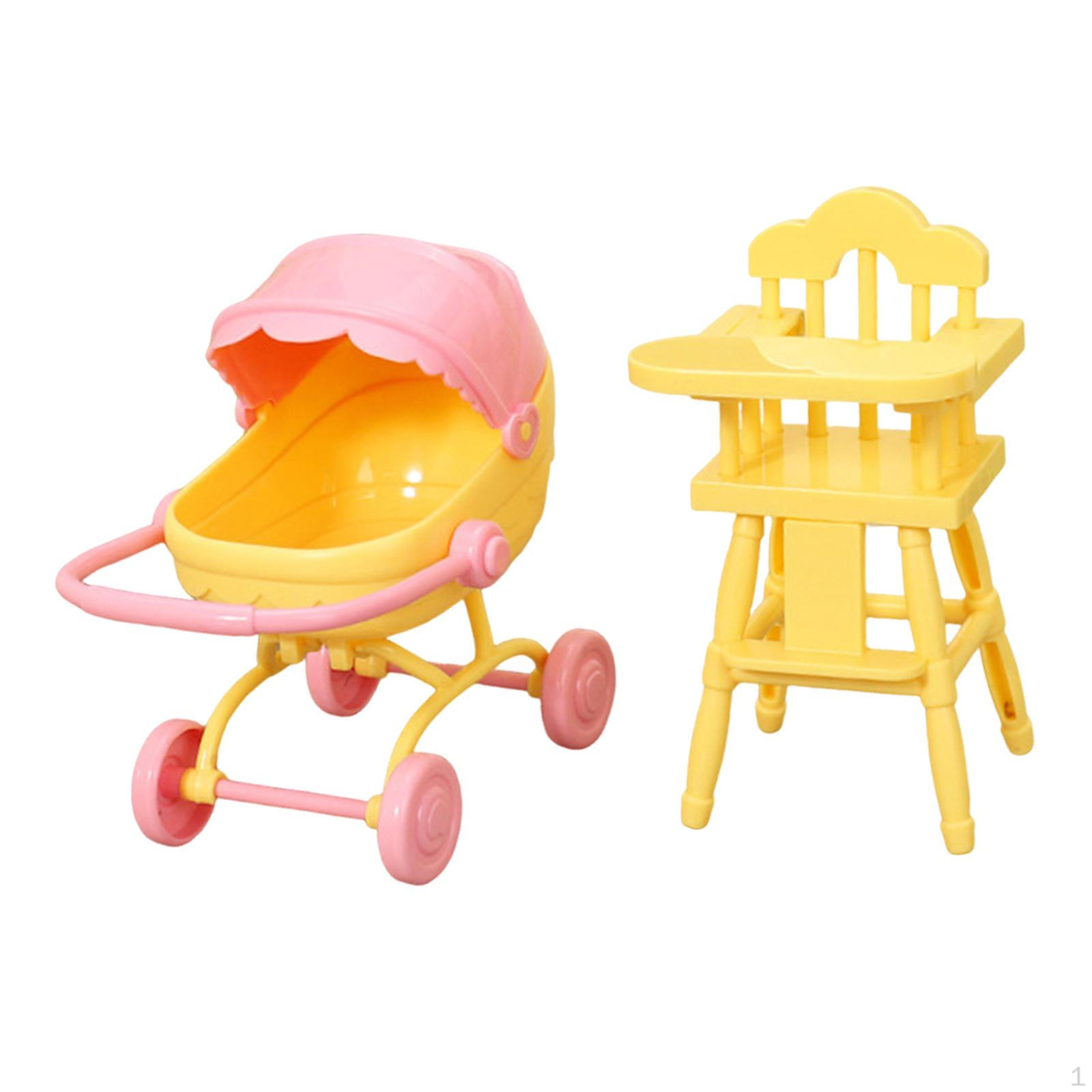 

1/12 Highchair and Mini High Chair Toy Pretend Play Scene Dollhouse Furniture for Furnishings, жёлтый