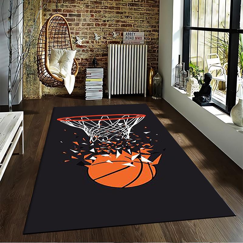 Basketball Hoop and Ball Shatter Design Carpet for Bedroom Decor Suitable for Use As an Anti-slip for Living Room Bedroom Sofas