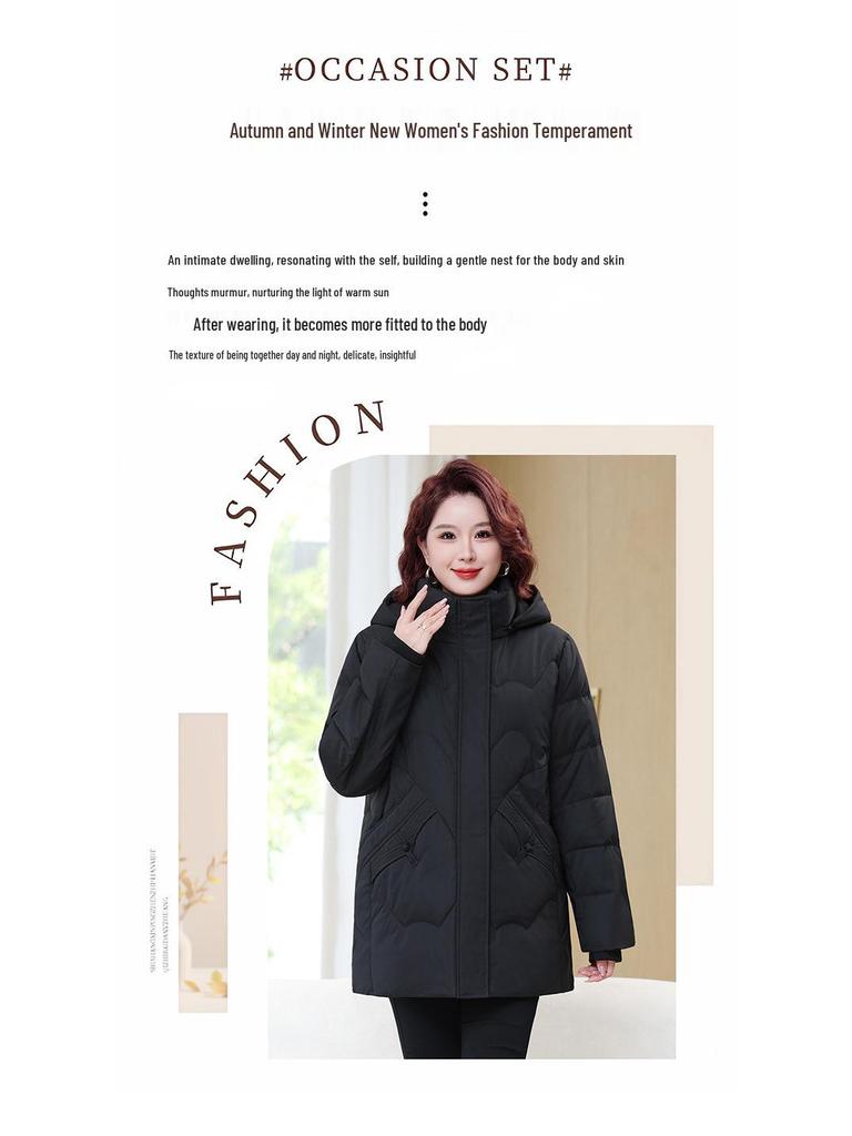Plus Size Winter Cotton Jacket - Loose, Warm Outerwear for Middle-aged and Elderly Moms