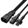 3-Prong C14 To C5+C13 Connector Adapter Cord Male Plug To Female Converter Wire
