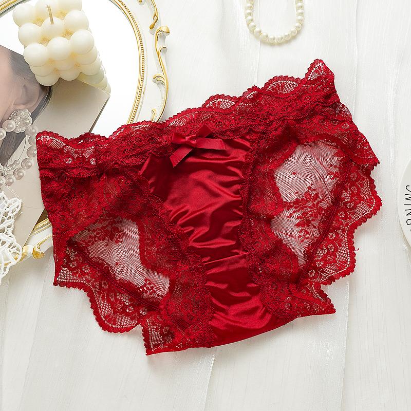 

Женское нижнее белье Удобные дышащие женские трусы Французское кружевное нижнее белье Ластовица из чистого хлопка Сатиновые сексуальные трусики-треугольники M
