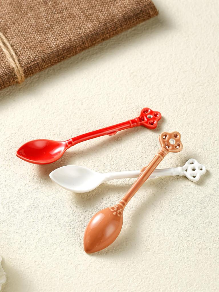 8Pcs Ceramics Coffee Spoon Afternoon Tea Tableware Accessories Kitchen Bar Counter Tools Tea Desserts Coffee Mixing Spoon