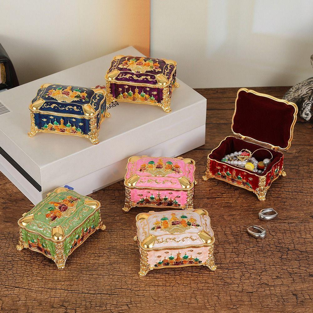 Embossed Castle Jewelry Storage Box Mini Portable Ring Storage Jar Gifts For Friends