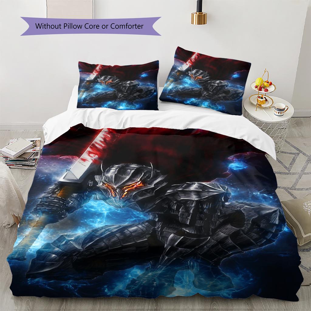 Juego de Ropa de Cama con Estampado de Dibujos Animados Colcha Funda de Colcha Funda de Almohada Decoración del Hogar Regalo de Cumpleaños (1 * funda nórdica + 2 * fundas de almohada, sin núcleo)