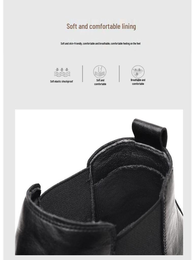 2025 Men's British Style Black Low-Top Chelsea Boots: Fleece-Lined, Hand-Grained, Mid-Calf Thickness