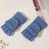 Winter Knitted Fingerless Gloves Knit Convertible Mittens with Flip Cover Men Women Warm Mittens for Typing Driving Stocking Stuffers Gifts