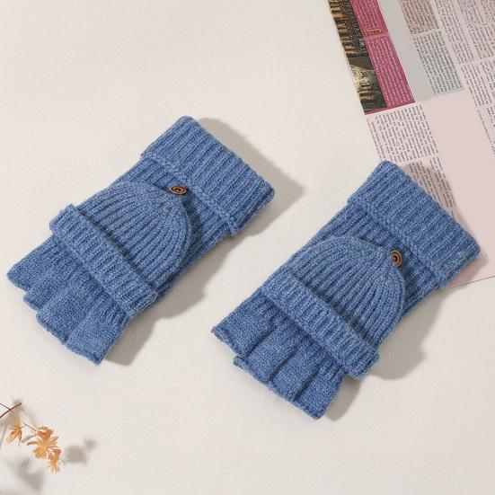 Winter Knitted Fingerless Gloves Knit Convertible Mittens with Flip Cover Men Women Warm Mittens for Typing Driving Stocking Stuffers Gifts