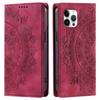 For iPhone 12 ProMax,11 Pro Max Mandala Embossed PU Leather Flip Wallet Case Magnetic Closure Cover