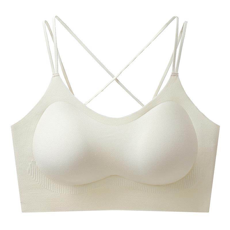 Spring Seamless Ice Silk Suspender Underwear Thin Shoulder Strap Cross Beautiful Back Breathable No Steel Rim Comfortable Vest